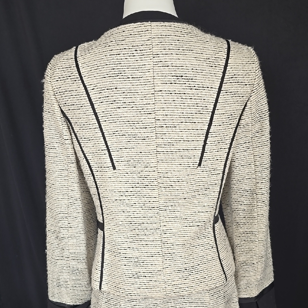 Calvin Klein Cream Black Sheath Jacket and Skirt Suit - Picture 7 of 12